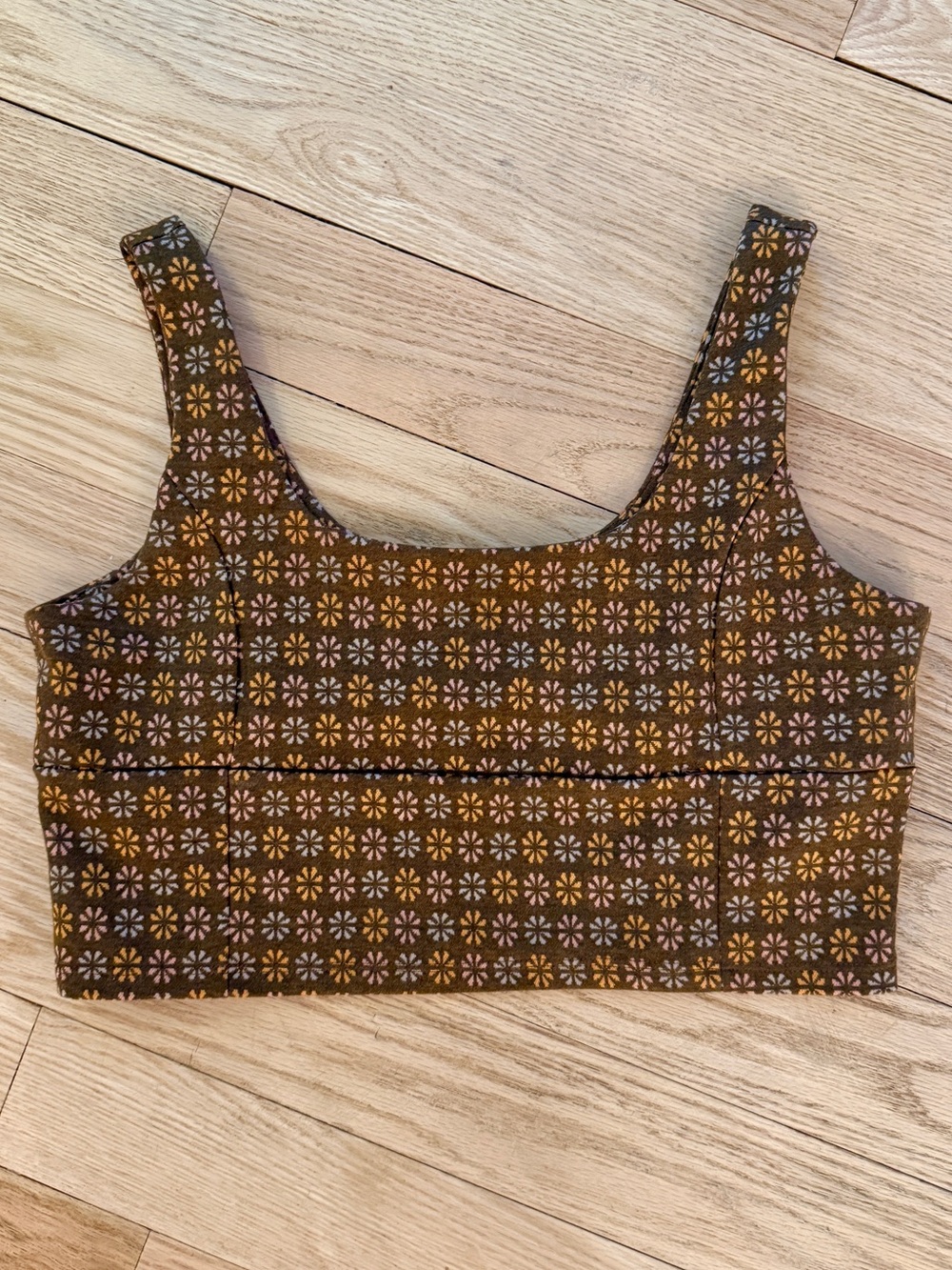 Altar’d State Brown Floral Print Crop Tank Top Large